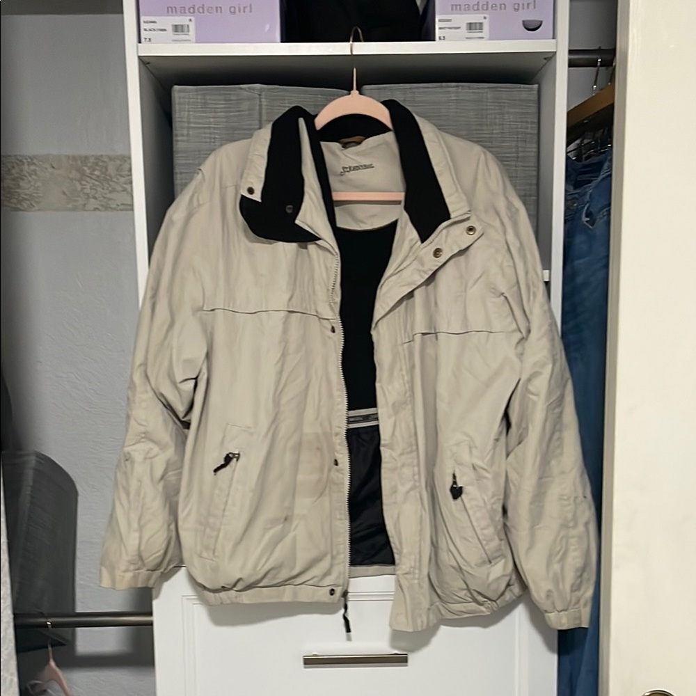 St. John's Bay Cream and Black Windbreaker Jacket